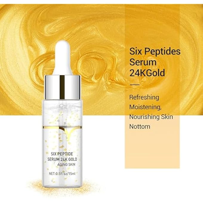 Easilydays FACE PEPTIDES SERUM 24 K GOLD ANTI-AGING SERUM ANTI-WRINKLE OIL FOR SKIN LIFT FIRMING CARE+ELIMINATE FINE LINES+WHITENING MOISTURIZING - Image 2